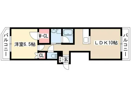 マインド紅梅(1LDK/4階)の間取り写真