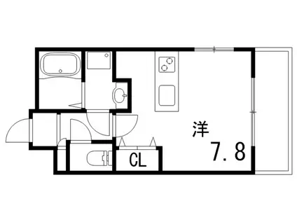 ラウル六甲道(ワンルーム/8階)の間取り写真