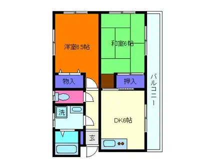 サンシャインスクエアー(2DK/2階)の間取り写真