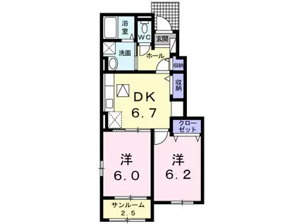 メープルハウス A(2DK/1階)の間取り写真
