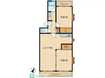 リヴェール町田II(2LDK/1階)の間取り写真