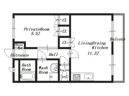 グリーンアイランド(1LDK/1階)の間取り写真