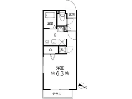 BRANCHE笹塚(ワンルーム/1階)の間取り写真