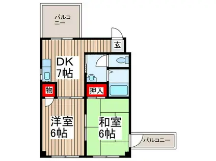 宮内ビル(2DK/2階)の間取り写真