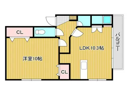 ラ・フェドール(1LDK/4階)の間取り写真