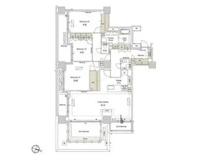 パークアクシスプレミア南青山(3LDK/4階)の間取り写真