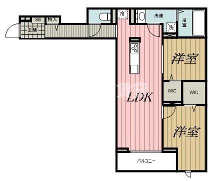 CLASSEUM都賀(2LDK/2階)の間取り写真