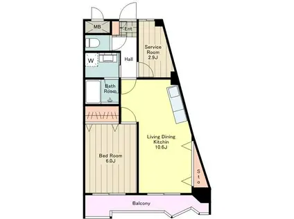 センチュリー日野台(1SLDK/4階)の間取り写真