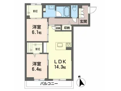 LA CHAINON(2LDK/2階)の間取り写真