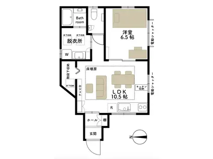 TAMIRA HOUSE(1LDK/1階)の間取り写真
