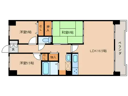 サンルモン新大宮(3LDK/8階)の間取り写真