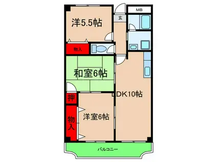 HILLSIDE TERRACE 千里丘(3LDK/2階)の間取り写真