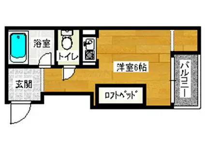 COCO HOUSE桐(ワンルーム/1階)の間取り写真