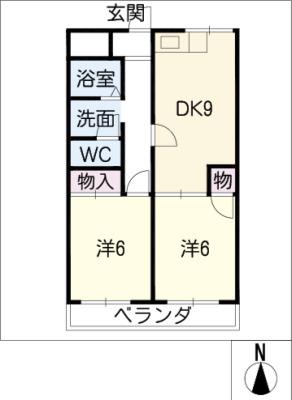 ファミール村田(2DK/1階)の間取り写真