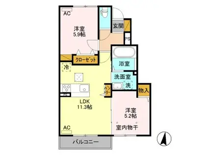 ハーモニーランド(2LDK/1階)の間取り写真