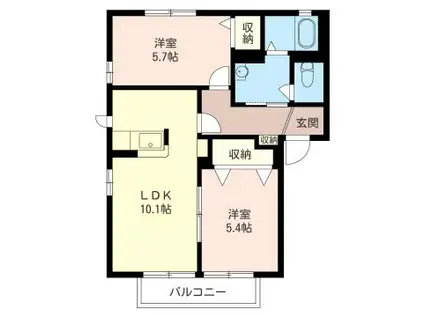 グリーン・パルモB(2LDK/1階)の間取り写真