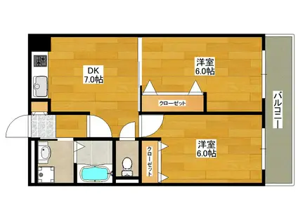 ロイヤルハイツ(2DK/6階)の間取り写真