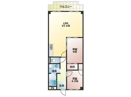 PLUM CITY RESIDENCE NEYAGAWAジュネスFU(3LDK/4階)の間取り写真