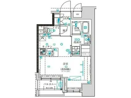 クレイシア日本橋水天宮前(ワンルーム/9階)の間取り写真