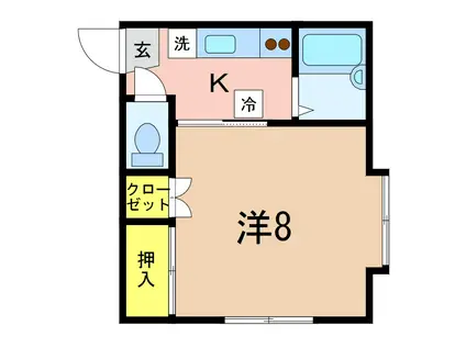 ハイツ山本(1K/2階)の間取り写真