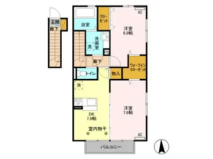 JR高崎線 新町駅(群馬) 車で6分 2階建 築10年(2DK/2階)の間取り写真