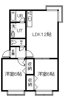 JR函館本線 旭川駅 徒歩40分 2階建 築28年(2LDK/1階)の間取り写真