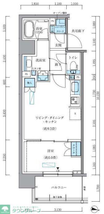 パークアクシス新大橋(1LDK/4階)の間取り写真