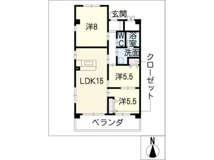 レジデンスタツミ二番館(3LDK/4階)の間取り写真