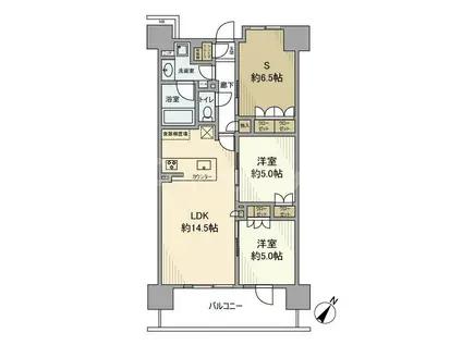 サンクレイドル西千葉(2SLDK/9階)の間取り写真