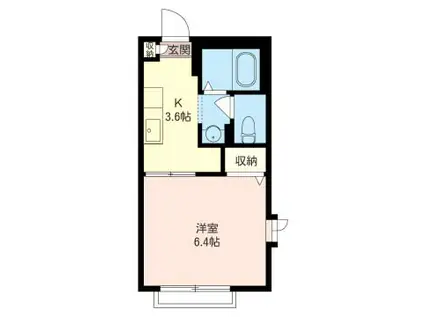 コンフォール奥沢(1K/2階)の間取り写真