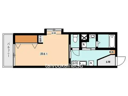 グランヴェルデ上荒田(1K/3階)の間取り写真