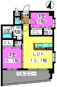 レジデンスソレイユ(2LDK/1階)の間取り写真