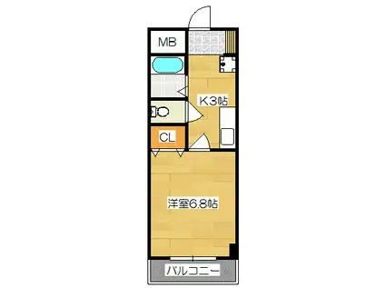 ウイング石坂(1K/2階)の間取り写真