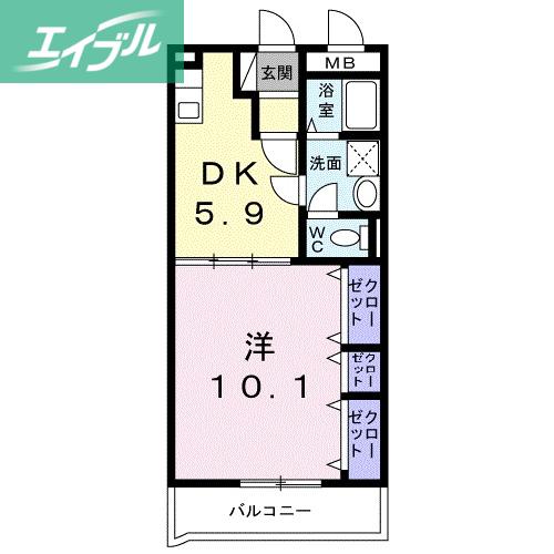 レジデンス辻が花 II(1DK/3階)の間取り写真