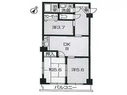 エクセル横山台(3DK/3階)の間取り写真