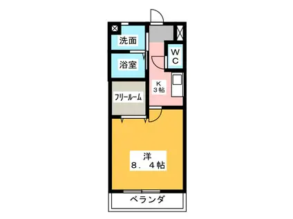 ラフィネ和合B(1K/2階)の間取り写真