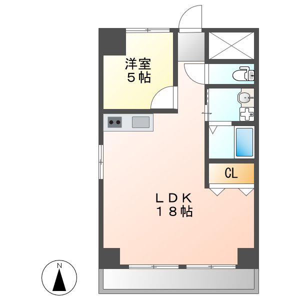 第3フクマルビル(1LDK/4階)の間取り写真