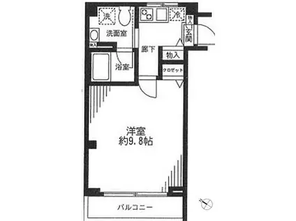 アボリアスハウス笹塚(1K/1階)の間取り写真