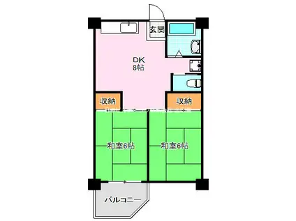 ビレッジハウス泉北栂タワー(2DK/2階)の間取り写真