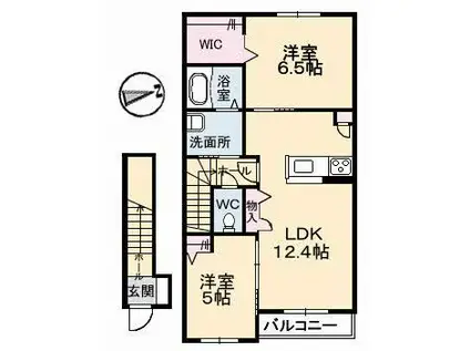 クラヴィーア(2LDK/2階)の間取り写真