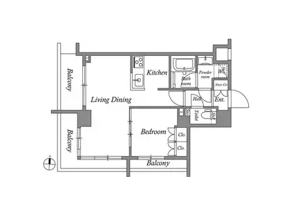 MFPRコート菊川(1LDK/4階)の間取り写真
