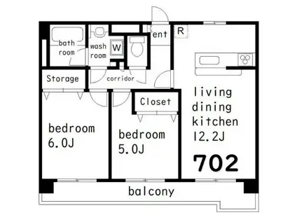 アヴニール小澤 弊社管理物件(2LDK/7階)の間取り写真