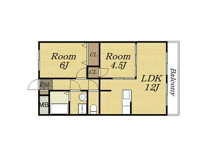 リブェール宝塚(2LDK/1階)の間取り写真