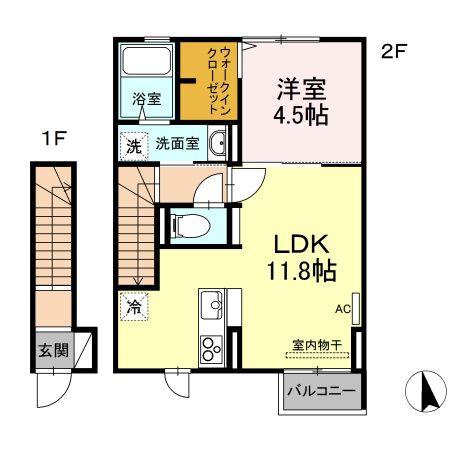 プレシャス(1LDK/2階)の間取り写真