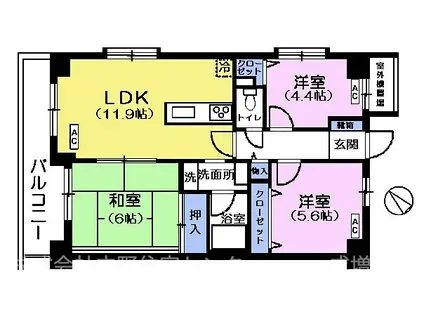 メルベーユ丸山台(3LDK/5階)の間取り写真