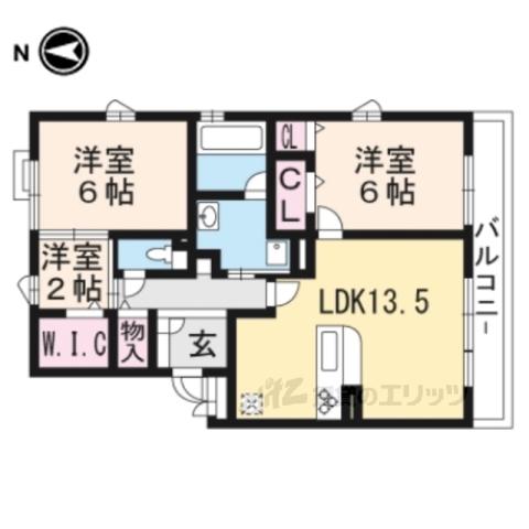 カーサリシェス(2LDK/3階)の間取り写真