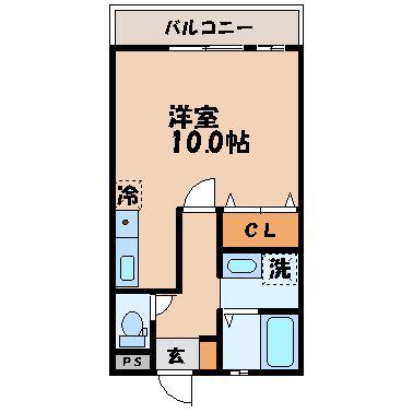 セジュール若葉(ワンルーム/2階)の間取り写真