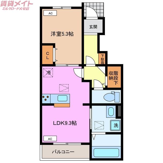 S・COURT(1LDK/1階)の間取り写真
