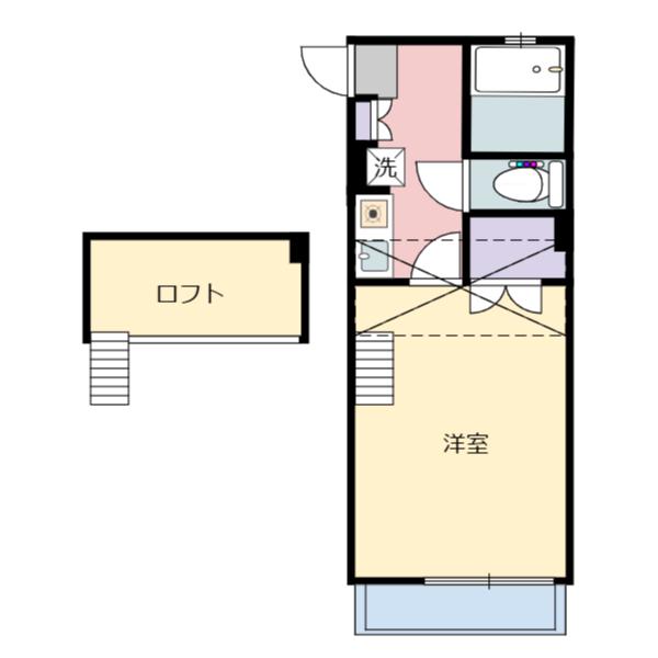 旭ヶ丘レジデンス(1K/2階)の間取り写真