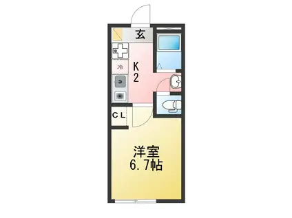 六浦5丁目アパート(1K/1階)の間取り写真